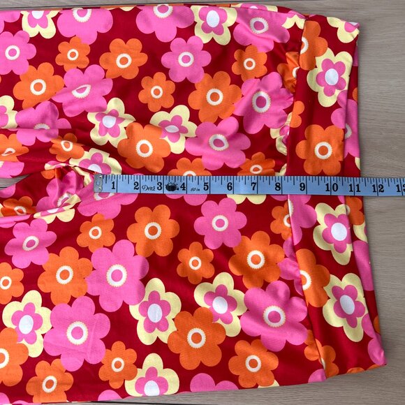 60s Marsha Brady-Inspired Floral Bell Bottom Legging Pants w/ Elastic Waist (L) - Picture 6 of 12